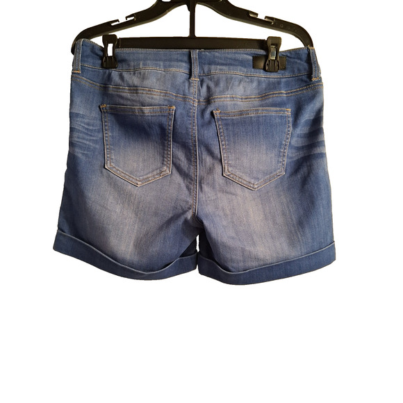Ladies Celebrity Gold Stretch Blue Denim Jeans Shorts Sz 8 Inseam 4.5" Rise 10" - Picture 2 of 8